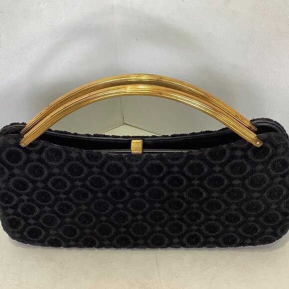 Vintage Mayer New York Handbag Purse Black Metal Handles - Picture 2 of 9